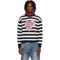 Andersson Bell Navy & White Heart Message Crew-Neck Sweater 261375M201006