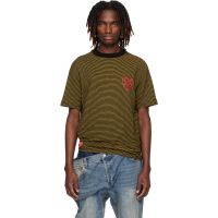 Andersson Bell Black & Yellow Essential Heart Logo Stripe T-shirt 261375M213009