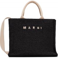 Marni Black Raffia-Effect Small Tote 261379F049010