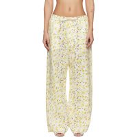 Marni Yellow Linen Brushstroke Wave Print Trousers 261379F087003