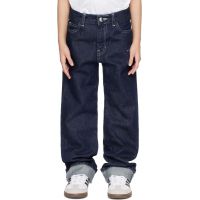 Marni Kids Navy Embroidered-Logo Jeans 261379M704002
