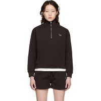 Maison Kitsune Brown Baby Fox Half Zip Sweatshirt 261389F099000