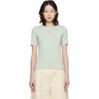 Maison Kitsune Green Baby Fox Ribbed Fitted T-shirt 261389F110029