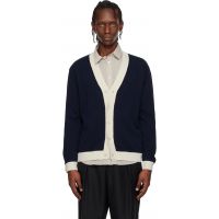 Maison Kitsune Navy Contrasted Cotton Comfort Cardigan 261389M200003