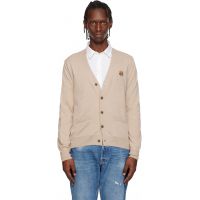 Maison Kitsune Beige Fox Head Merino Regular Cardigan 261389M200007