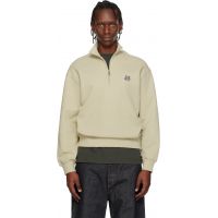 Maison Kitsune Beige Fox Head Comfort Half Zip Sweatshirt 261389M202020