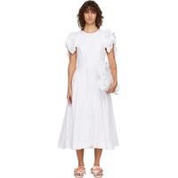 Simone Rocha White Rose Puff Sleeve Hip Midi Dress 261405F054003