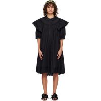 Simone Rocha Black Puff Sleeve Ruffle Frill Trim Shirt Midi Dress 261405F054015