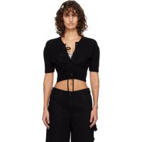 Simone Rocha Black Cropped Cashmere Cardigan 261405F095000