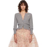 Simone Rocha Gray Embellished Relaxed Cashmere Cardigan 261405F095005