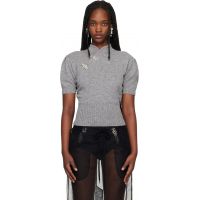 Simone Rocha Gray Embellished Mandarin Collar Cashmere Sweater 261405F099001