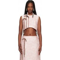 Simone Rocha Pink Embellished Quilted Offset Fragment Collar Blouse 261405F107000