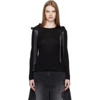 Simone Rocha Black Bow Ribbon Tail Long Sleeve T-shirt 261405F110009