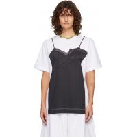 Simone Rocha White & Black Bow Sash Slip Dress Trompe LOeil T-shirt 261405F110017