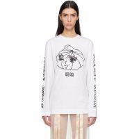 Simone Rocha White Dim Sum Logo Print Long Sleeve T-shirt 261405F110027