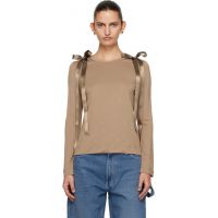 Simone Rocha Tan Bow Ribbon Tail Long Sleeve T-shirt 261405F110032