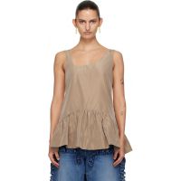 Simone Rocha Tan Tilted Neck Peplum Top 261405F111003