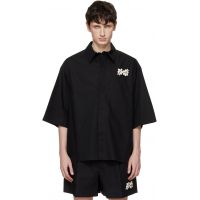 Simone Rocha Black Embellished Boxy Pen Pocket Shirt 261405M192014