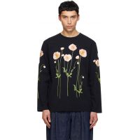 Simone Rocha Black Poppy Field Print Long Sleeve T-shirt 261405M213007