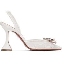 Amina Muaddi White Rosie Lace Sling 95 Heels 261415F122004