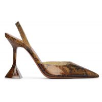 Amina Muaddi Brown Holli Glass Sling 95 Heels 261415F122024