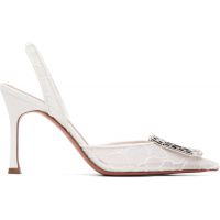 Amina Muaddi White Camelia Lace Sling 90 Heels 261415F122030
