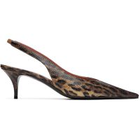 Amina Muaddi Brown Anok Sling 55 Snakeskin Heels 261415F122048
