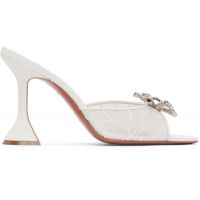 Amina Muaddi White Rosie Lace Slipper 95 Heeled Sandals 261415F125000