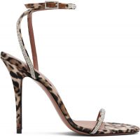 Amina Muaddi Brown Diamante 105 Heeled Sandals 261415F125027