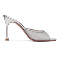 Amina Muaddi Silver Alexa Slipper 95 Heeled Sandals 261415F125033