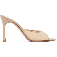 Amina Muaddi Beige Alexa Mesh Slipper 95 Heeled Sandals 261415F125035