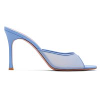 Amina Muaddi Blue Alexa Mesh Slipper 95 Heeled Sandals 261415F125036