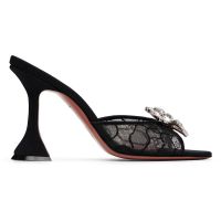 Amina Muaddi Black Rosie Lace Slipper 95 Heeled Sandals 261415F125042