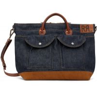 RRL Indigo Leather-Trim Denim Tote 261435M172000