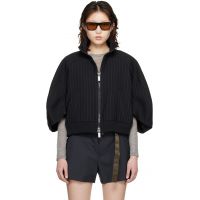 Sacai Black Matelasse Twill Bomber Jacket 261445F058002