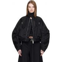 Sacai Black Cotton Chino & Nylon Twill Bomber Jacket 261445F063007