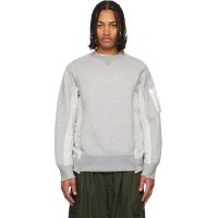 Sacai Gray Sponge Sweat & Nylon Twill Sweatshirt 261445M204002