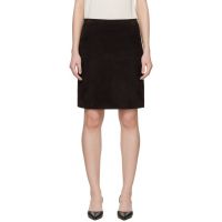 Loulou de Saison Brown Engel Suede Pencil Midi Skirt 261473F092002