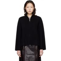 Loulou de Saison Black Gabi Zipped Cashmere Sweater 261473F095003