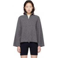 Loulou de Saison Gray Gabi Zipped Cashmere Sweater 261473F095004