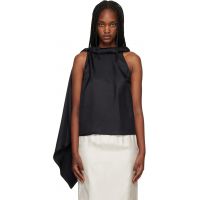 Loulou de Saison Black Wilma Twisted Collar Blouse 261473F107001