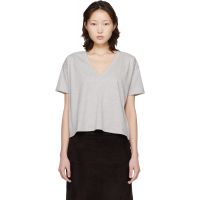 Loulou de Saison Gray Faaa LDS V-neck T-shirt 261473F110004