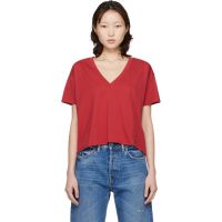 Loulou de Saison Red Faaa LDS V-neck T-shirt 261473F110005