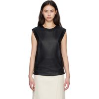 Loulou de Saison Black FIZA Ostrich-Effect Leather Blouse 261473F111009