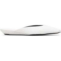 Loulou de Saison White Alix Ostrich-Effect Leather Mule Flats 261473F121002