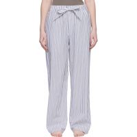 Tekla White & Blue Poplin Pyjama Pants 261482F079034