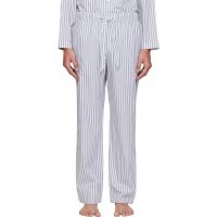 Tekla White & Blue Poplin Pyjama Pants 261482M218020
