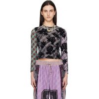 Chopova Lowena Multicolor Picnic Plaid Flocked Mesh Top 261529F110007