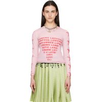 Chopova Lowena Pink Crunchy Lasagna Fitted Mesh Top 261529F110019