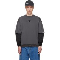 AAPE by A Bathing Ape Gray Moonface Logo Long Sleeve T-shirt 261547M213007